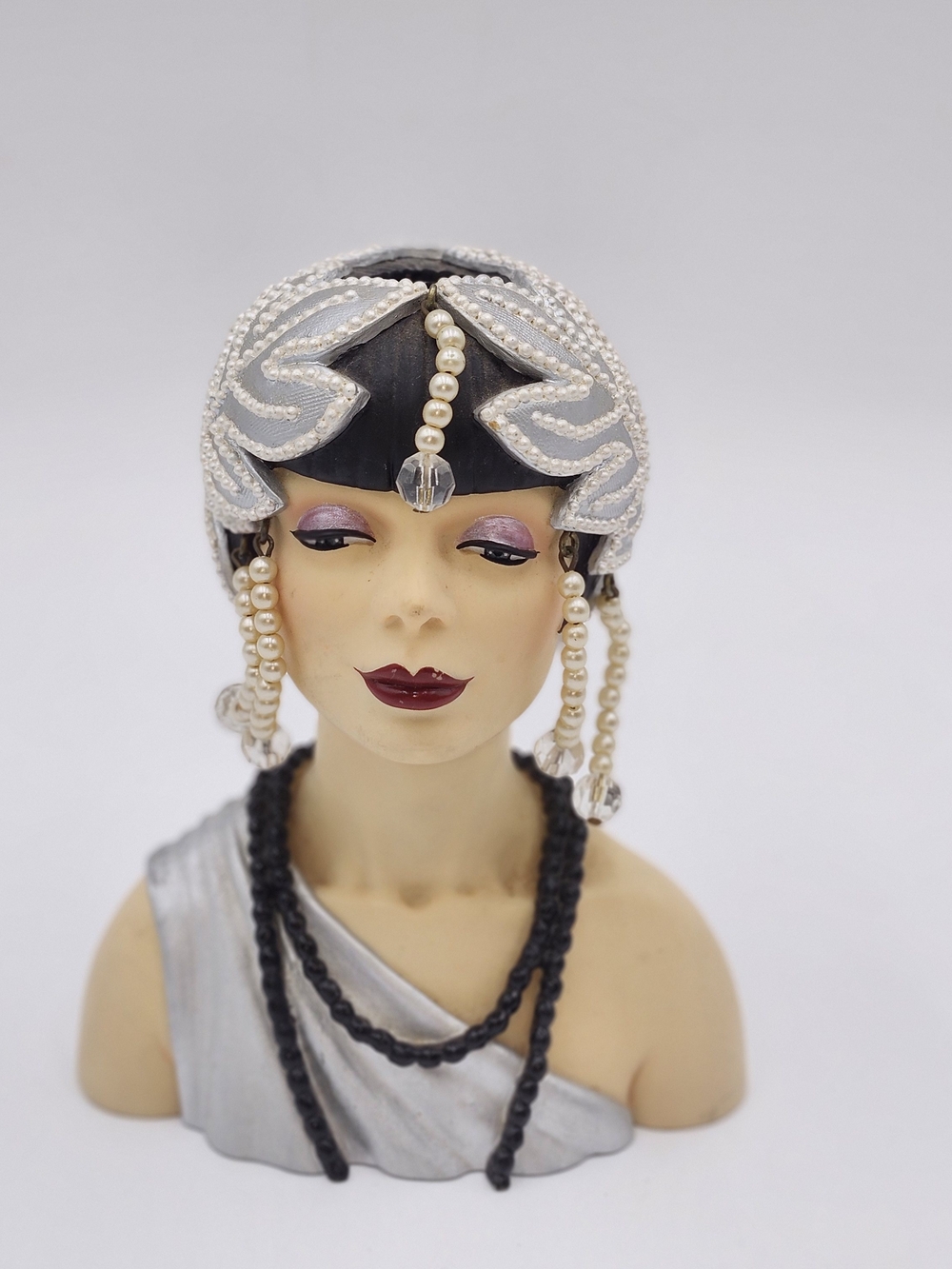 Vintage Cameo  Ladies Head Vase CLARISSA silent screen siren Art Deco Flapper